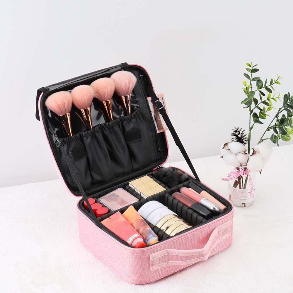 Large Capacity Cosmetic Bag Suitcase Anti-Splash Water Portable Handheld Makeup Bag PVC Compartment Portable Cosmetic Case