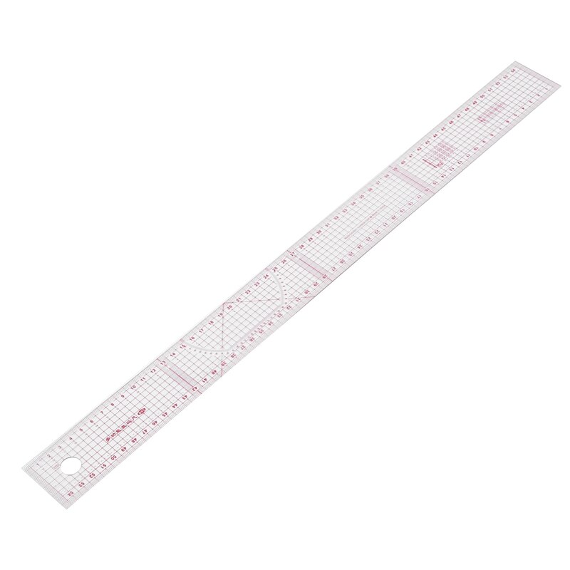 Sewing tailor 54 cm shared double side metric straight ruler transparent pink
