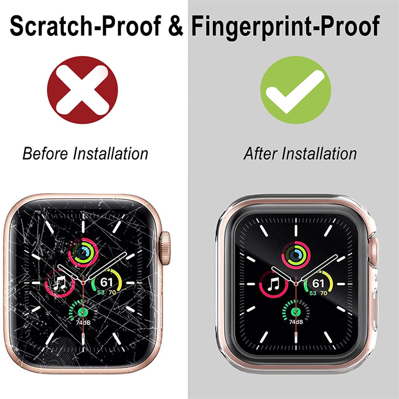 Screen Protector Case Voor Apple Horloge 41Mm 45Mm 42/44Mm, full Hd Ultra-Dunne Cover Compatibel Met Voor Iwatch Serie 7 Se 6 5 4 3