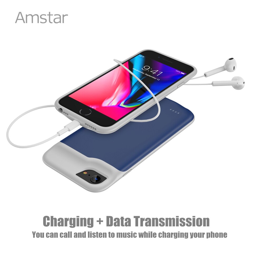 Amstar Draagbare Batterij Oplader Cases Voor Iphone 6 6S 7 8 Plus Power Bank Case Externe Batterij Opladen Pack backup Case