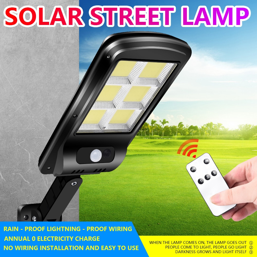 LED Solar Motion Sensor Wall Light Outdoor Street Light With Remote Control Waterproof Garden Street Light Adjustable Brightness