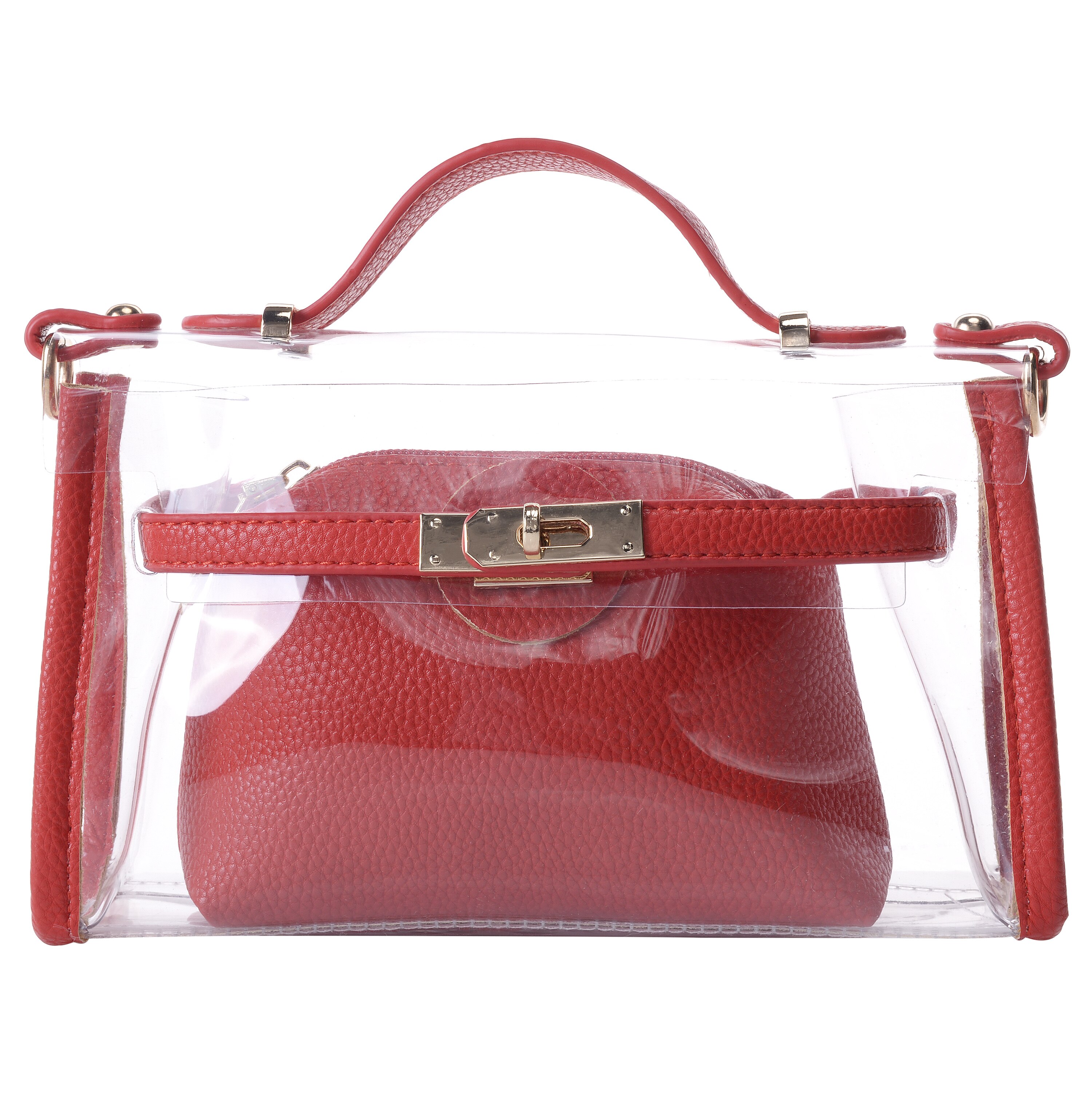 Women's Transparent Clear Waterproof Handbags Cross-Body Messenger Shoulder Bag Black