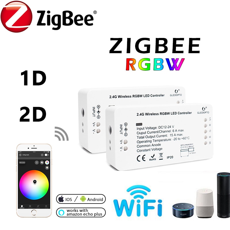zigbee 3.0 ZLL wireless RGB LED controller 1ID or 2ID RGBW Dimming Light Strip Controller dimmer DIY smart home work with alexa
