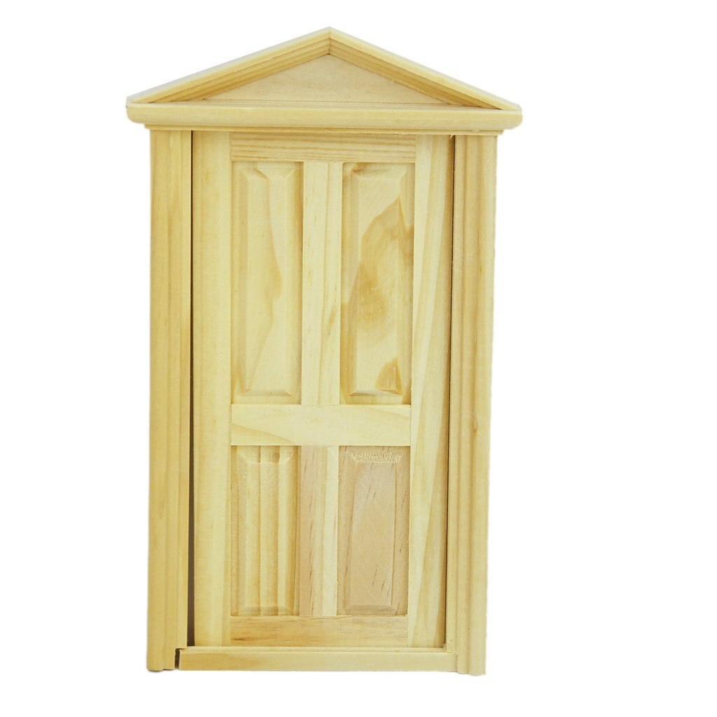 1/12 Dollhouse Miniatuur Exterieur Naar Binnen-Open Houten Deur Met Steeple Top