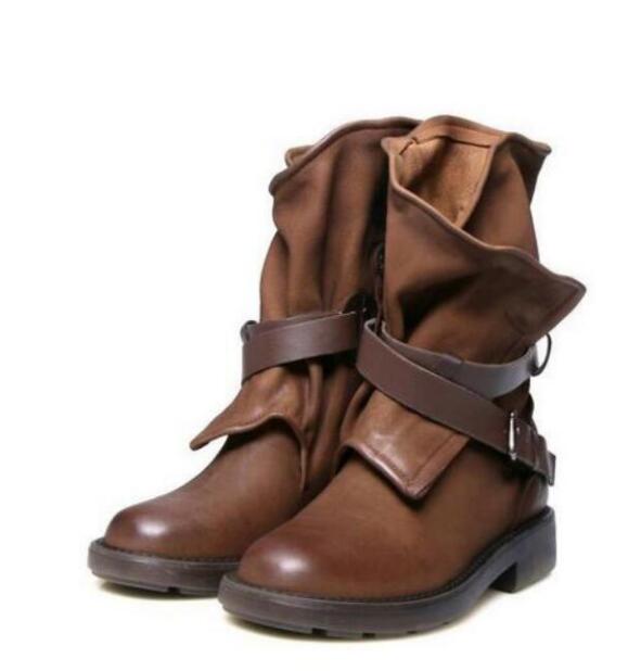 Dames halfhoge laarzen met lage hak dames gladiatorschoen vintage pu leren veterschoenen dames zapatos mujer sapato