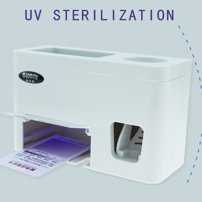 Porte-désinfectant pour brosse à dents UV, stérilisateur pour toutes les brosses à dents, autocollant mural Plus distributeur de dentifrice, fonction de synchronisation