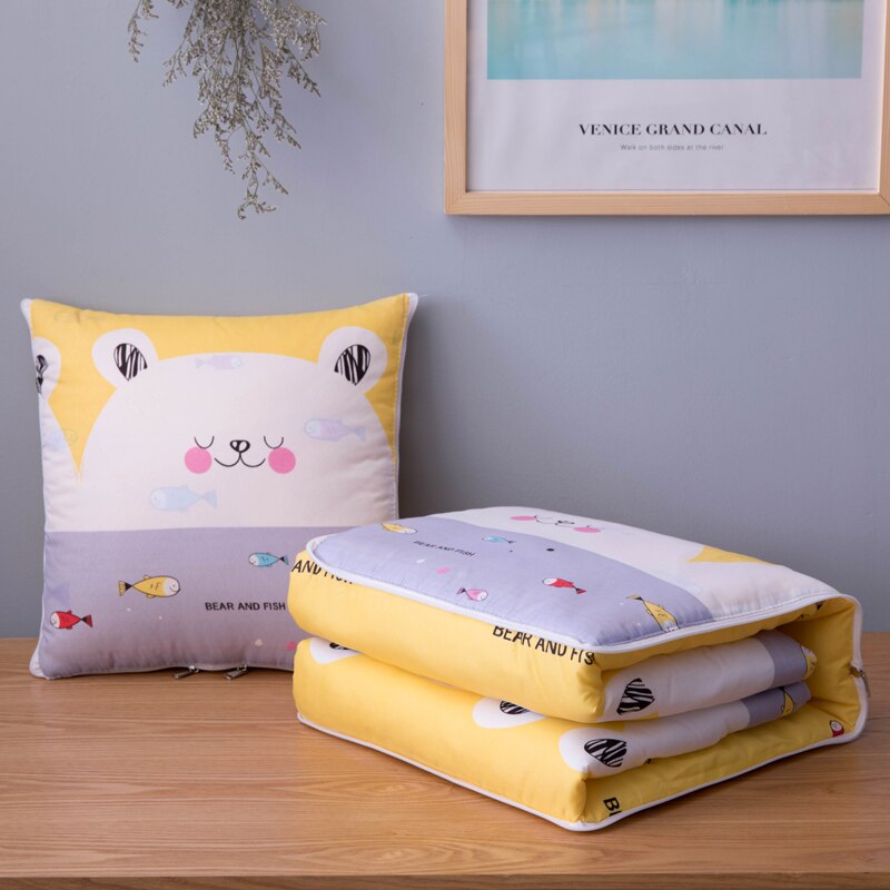 Bomull tegneserie quilt teppe bærbart sammenleggbart firkantet pute hjemmekontor bil air condition quilt: 5