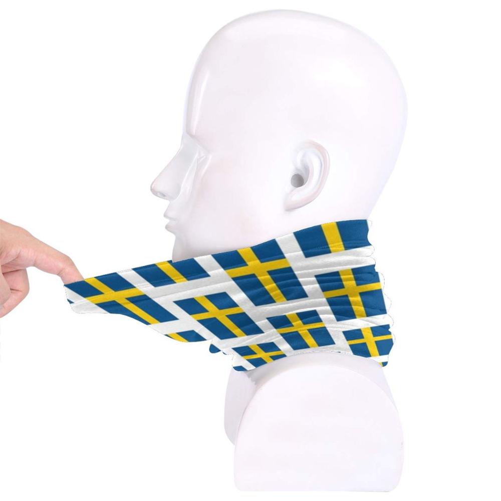 Drapeau suédois officiel (Sveriges Flagga, suède) dans ses couleurs propres sur le noir. 3D Bandana visage cou plus doux masque polaire