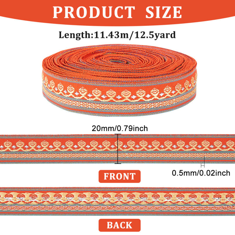 Adornos de encaje de cinta de poliéster trenzada dorada para cortina, manualidades de costura, decoración del hogar, 7/8 "(W) x 12,5 yardas: Rojo rosado