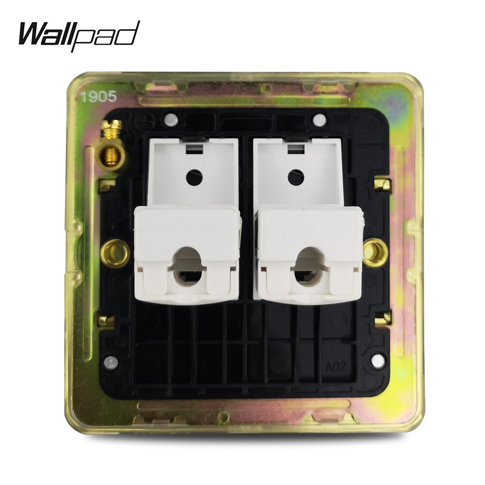 Wallpad Black Nickel Double PC Internet Socket 2x Computer Port RJ45 Data Outlet Stainless Steel Panel