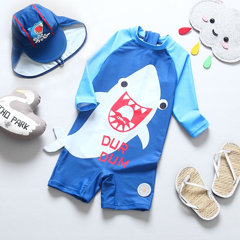 summer baby boy swimwear one piece swimsuit UPF50+ sun protected long sleeve infant baby toddler boys swimming bathing suit