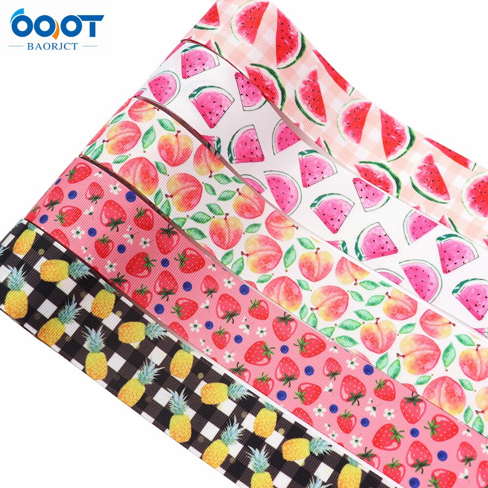 38Mm 10Yards M-21610-789 Fruit Serie Thermische Overdracht Gedrukt Grosgrain Linten, Boog Cap Diy Party Verpakking Materialen