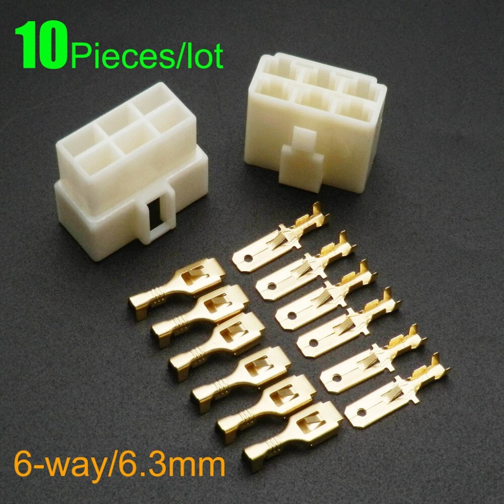 10 Pieces/lot 1 2 3 4 6 8 Way 6.3mm Electrical Multi Plug Connector