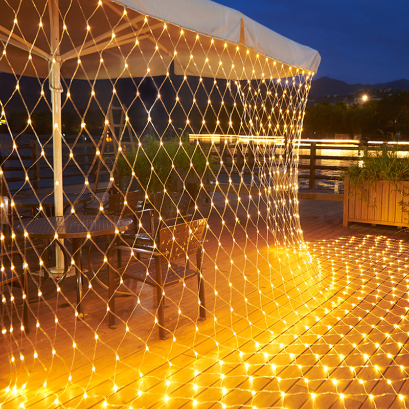 Led netting lyslenke 1.5*1.5m 3*2m 6*4m utendørs vanntett gardin lyslenke julegirlander bryllupsfest vindusdekor