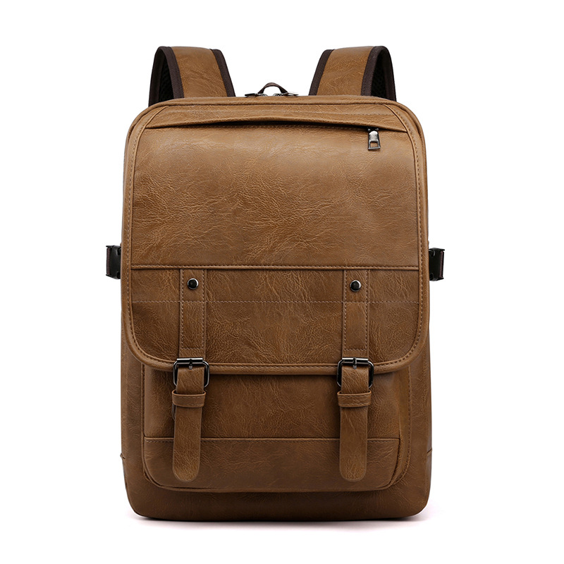 Waterdichte Pu Leer Heren Retro Rugzakken Leisure Zakelijke Laptop Schoudertassen College Student Schooltas: khaki A