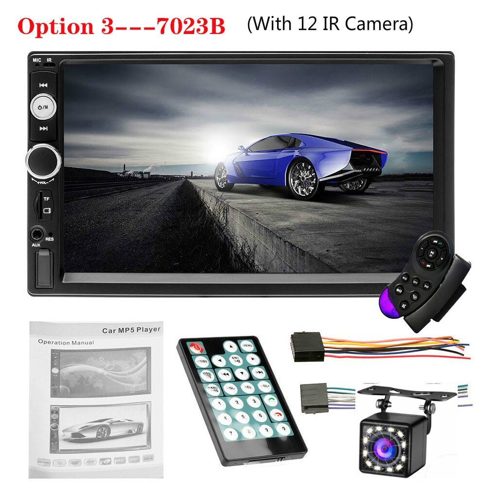 2din 7023B Auto Radio 7 "Touch In Dash Auto audio Speler MP5 Autoradio Bluetooth Achteruitrijcamera Afstandsbediening: with12led camrea