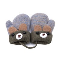 Infantil retalhos engrossar luvas crianças ao ar livre quente luvas de lã de malha dos desenhos animados alta qualidade inverno meninas menino crianças: Gray