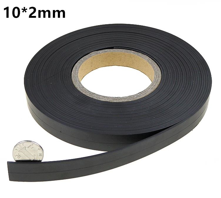 10 meter een rol 10*2mm Flexibele Zachte Magnetische Rubber Magneet Strip Tape voor Huis deuren en ramen kantoor apparatuur