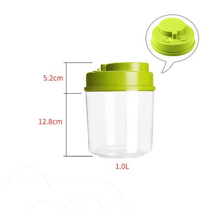 Vacuum Food Container Large Capacity Coffee Box Without Pump Vacuum Food Canister: 1600ml