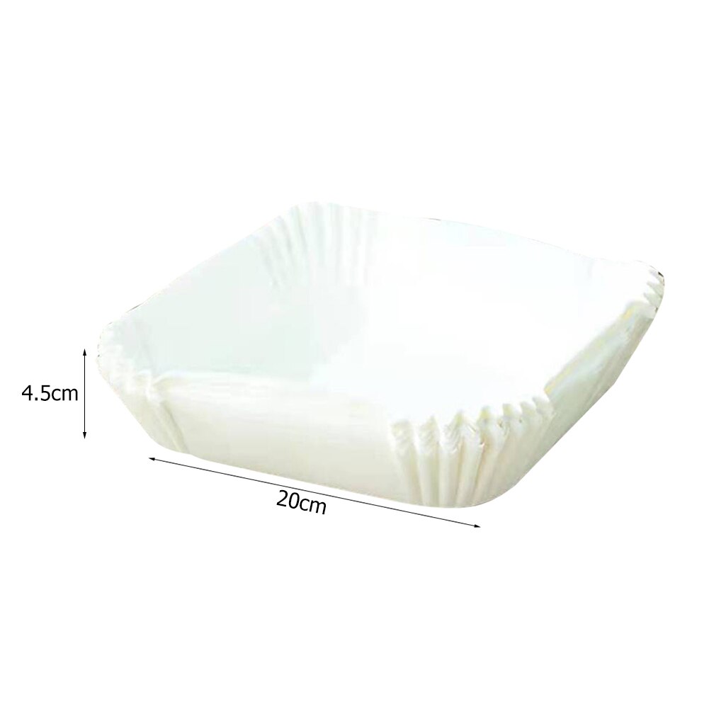 Tapis de cuisson antiadhésif jetable pour friteuse à Air 20cm, 50/100 pièces, revêtement en papier carré, accessoires de cuisine pour friteuse à Air: White 50pcs