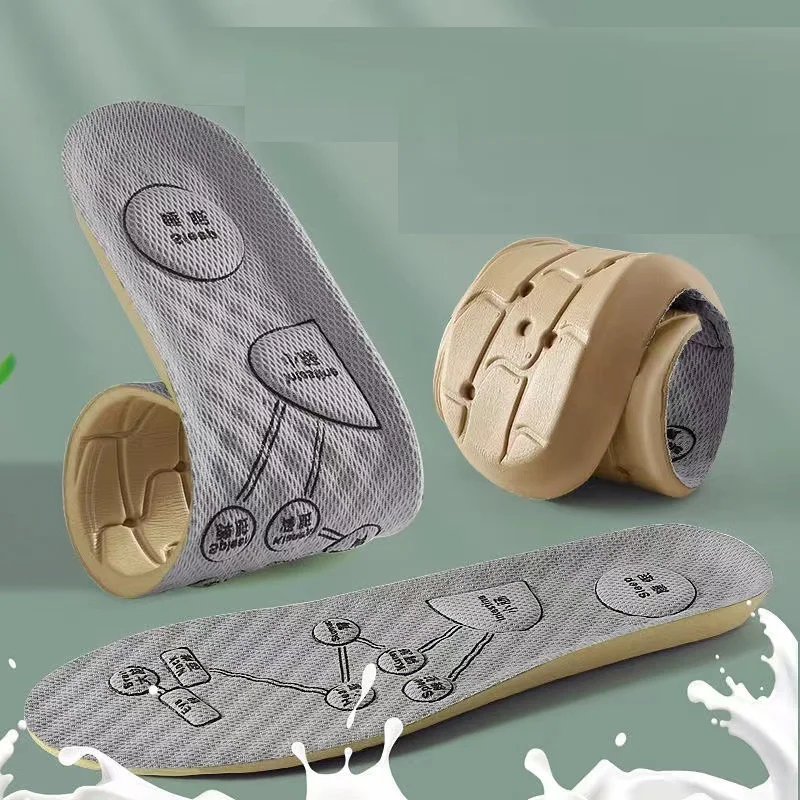 Palmilha de acupressão de pé masculino feminino macio respirável esportes almofada inserções absorvente de suor desodorante palmilha almofadas de sapato: Bege / 2