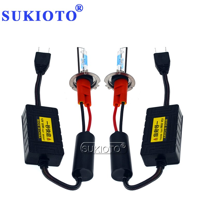 SUKIOTO-Kit de conversión HID para faro delantero de coche, Kit de balasto de xenón Supermini AC 12V, 5500K H1 H7 H11 HB3 9012, brillante y rápido