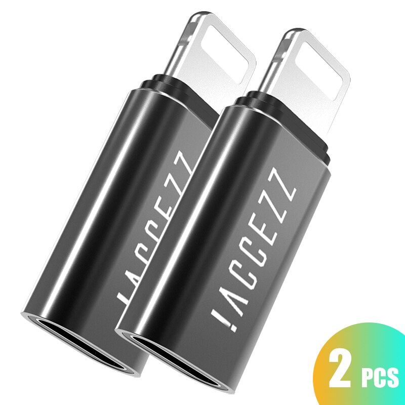 ! ACCEZZ USB OTG Adapter Typ-C Mini Weibliche Zu beleuchtung Männlichen Für Apple Adapter Für iphone X XS XR 8 7 Plus Sync Ladegerät Konverter: 2pc Black
