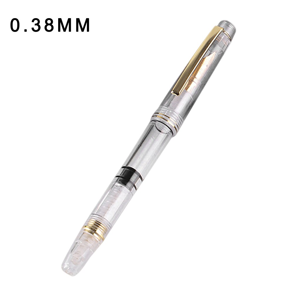 transparent Fountain Pen pen students Office stationery 0.5mm 0.38mm nib calligraph piston ink Pens: gold size 0.38mm