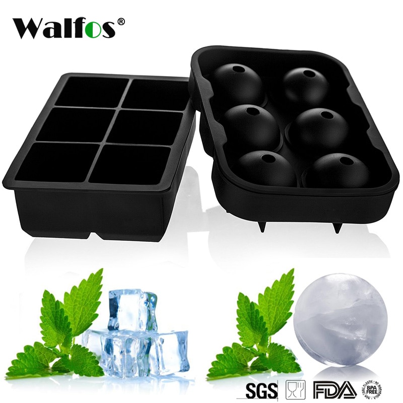1 st stor storlek 6 celler silikon isbollsform iskubboll isbricka boll whiskytillverkare 6 silikonformmaskin för bar p