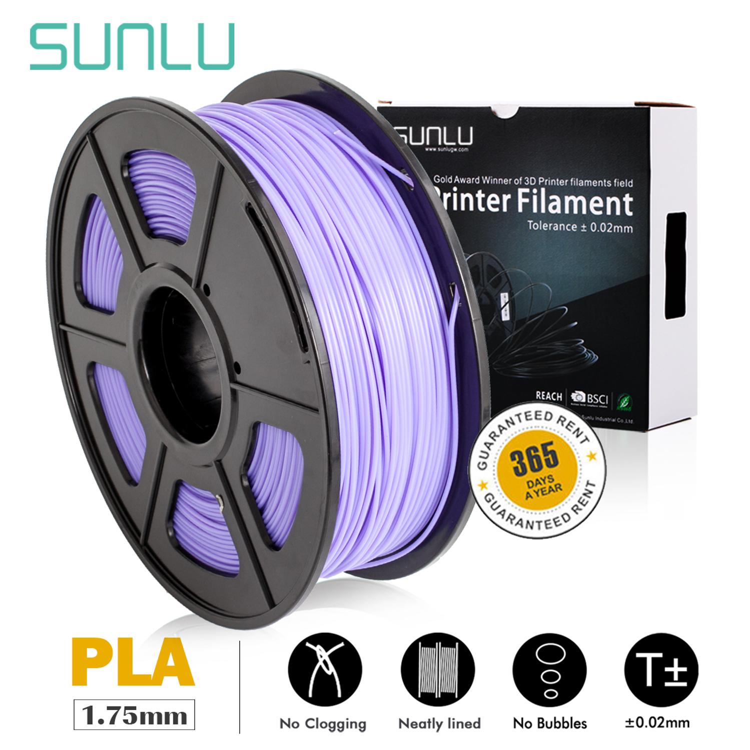 SUNLU – Filament d'extrudeuse pour imprimante 3D, plastique en Polycarbonate , violet PLA, 1.75mm, 1KG, 2,2 lbs, avec bobine, sans bulle