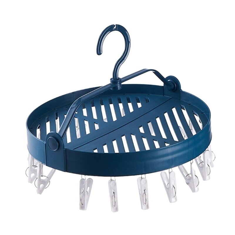 Household Multifunctional Circular Folding Drying Rack Underwear Socks Drying Rack Windproof and Inclined Rack for Socks: Blue