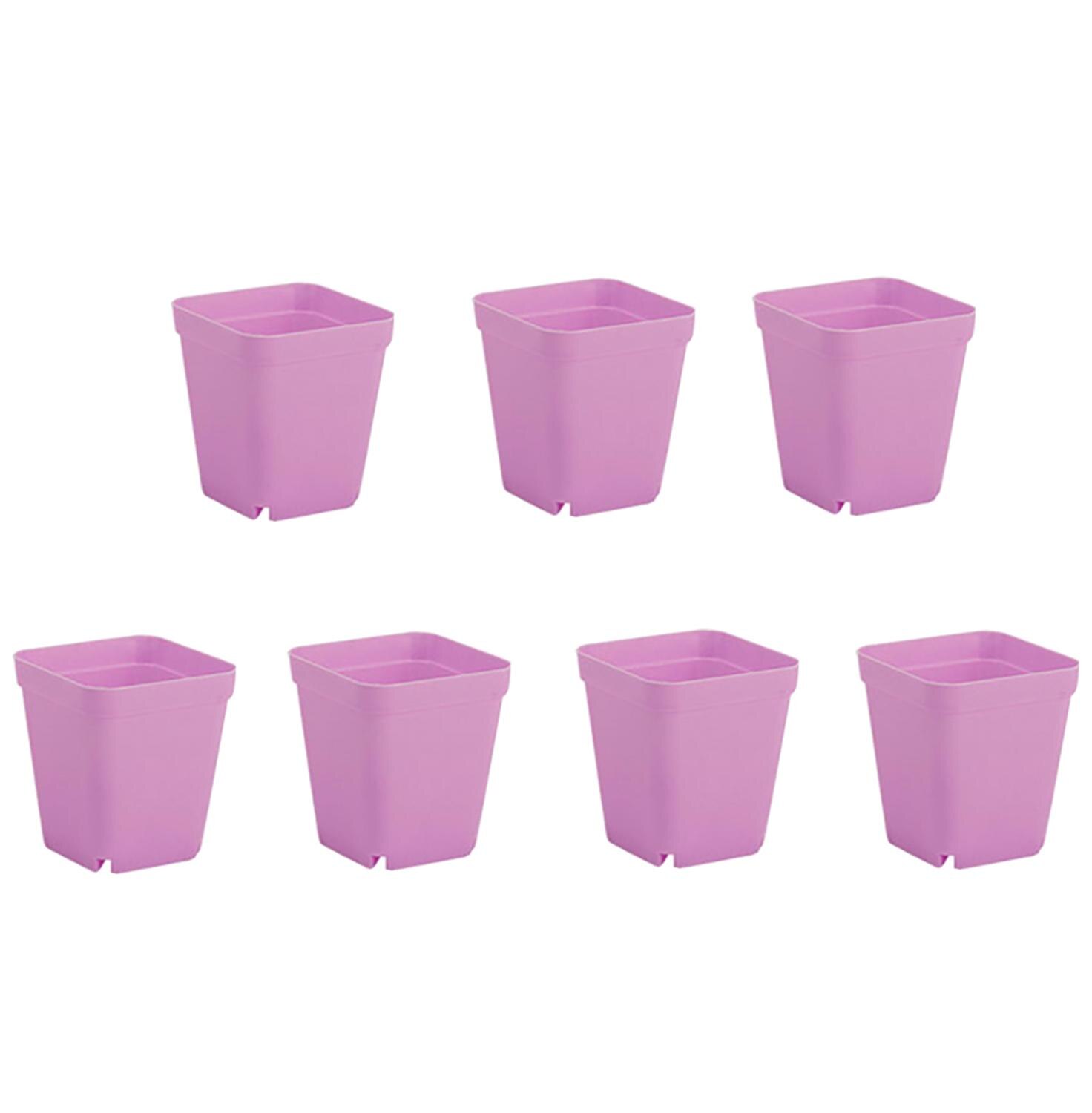 Candy Colors Mini Square Plastic Plants Flower Pots Home Garden Office Succulent Plant Pot Greenhouse Nursery Trays 7 Pieces: Lavender / Thin