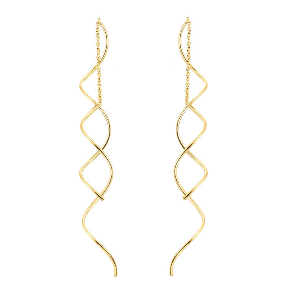 Orecchini pendenti lunghi intrecciati unici per le donne Piercing orecchino di moda a catena in oro rosa con catena per regali di gioielli per ragazze E243: gold color 376