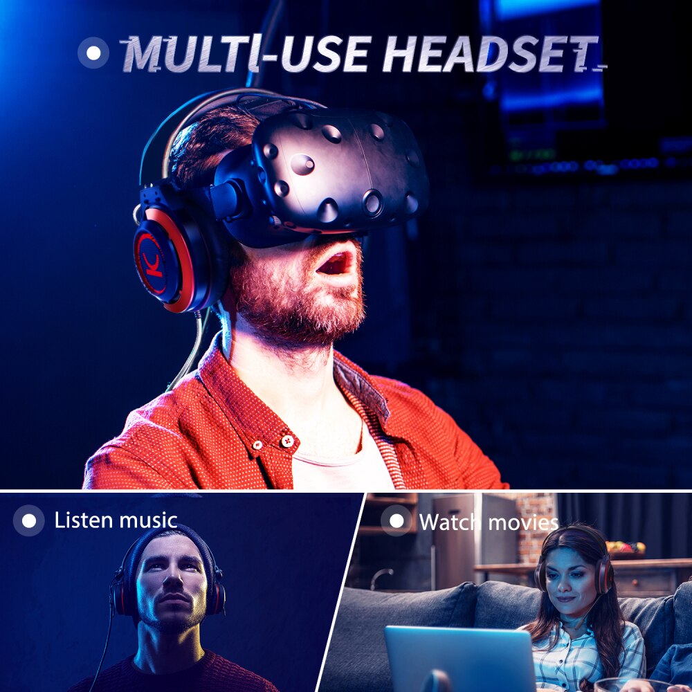 VANKYO casque de jeu CM7000 authentique 7.1 stéréo filaire casque de jeu avec suppression de bruit micro mémoire mousse oreillettes pour PC