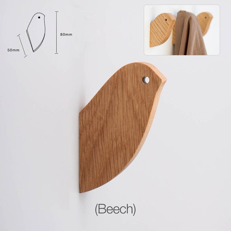 1 stk massivt træ håndklæde knage væg dekorative kroge håndklædeholder single organizer bøjler multifunktionelle kroge: H07