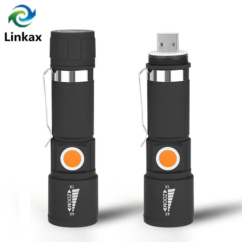 USB LED Zaklamp Oplaadbare LED Zaklamp Lanterna XPE LED 3 Mode Zoom Focus LED USB Fakkel Lamp Handige flash Licht