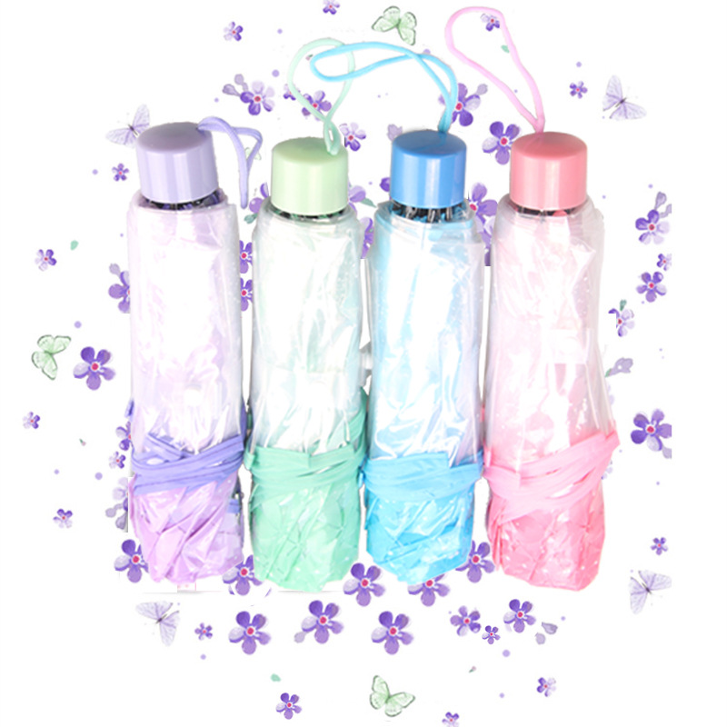 Guarda-chuva feminino apollo flor de cerejeira transparente tri-fold guarda-chuva dobrável feminino coreano japonês flor de cerejeira guarda-chuva feminino