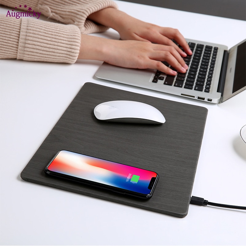 Mobile Phone Qi Wireless Charger Charging Mouse Pad Mat PU Leather Mousepad for iPhone X/8 Plus Samsung S8 Plus /Note 8