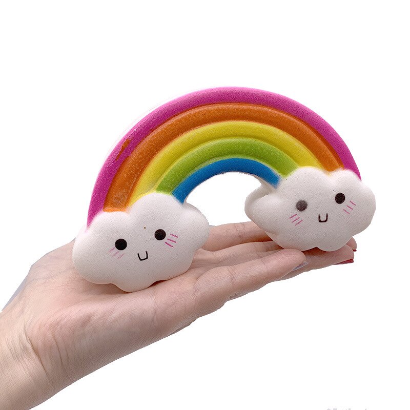 Schattige smiley regenboog squishy langzaam rijzende simulatie brood zacht geurende knijp speelgoed stressverlichting leuke collectie voor kinderen beste speelgoed