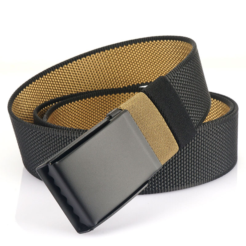 metalen gesp dubbele gezicht nylon riem heren en dames casual eenvoudige riem student veelzijdige canvas riem: WHITE / 85cm