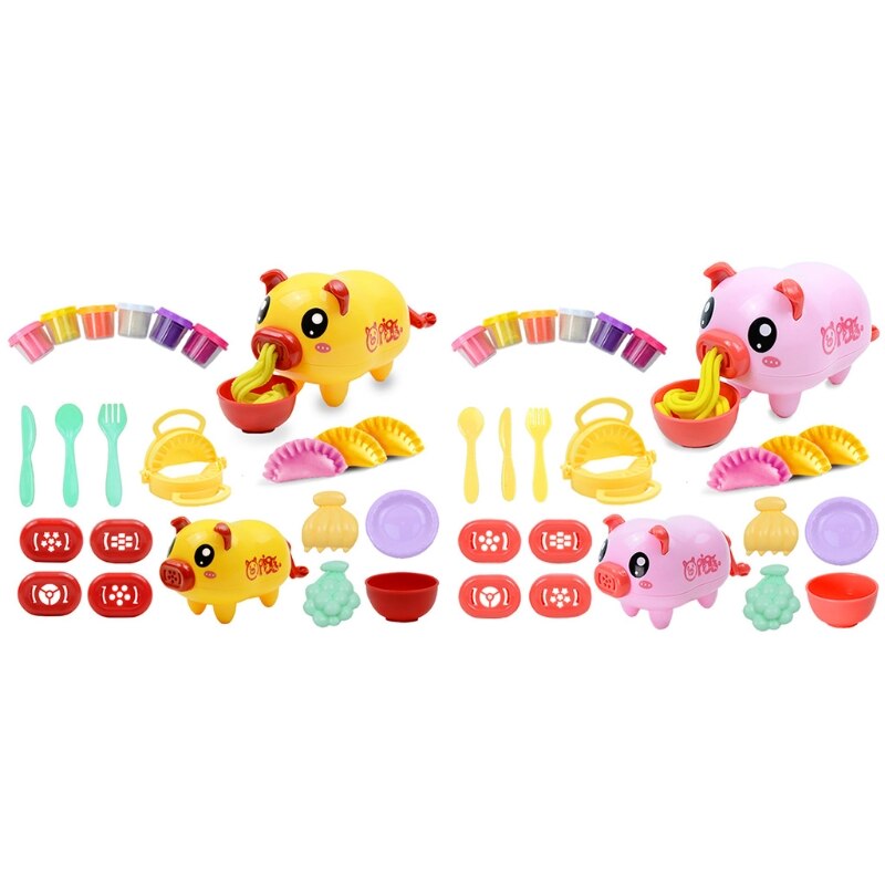 Cute Pig Noodles Dumplings Maker 3D Clay Mold Tool Set DIY Non Toxic Plasticine Modeling Pretend Play Dough Toy