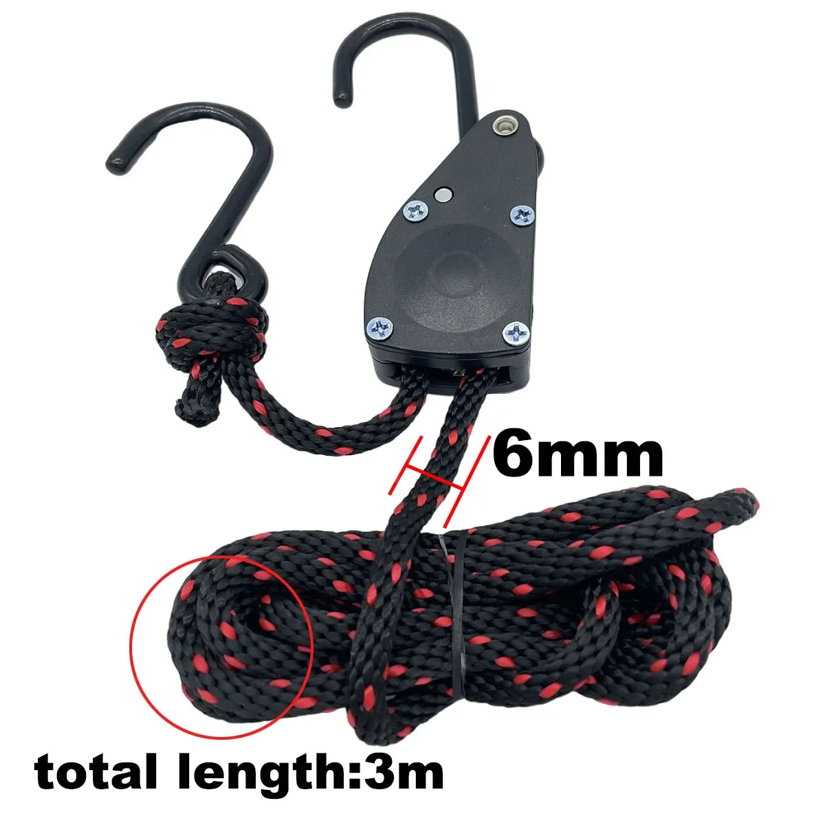 6mm 2/3/5m utomhuscampingtält fastspänningsrep kraftig spännare fästning vindrep spänne remskiva spärrhake markis repkrok: Brun