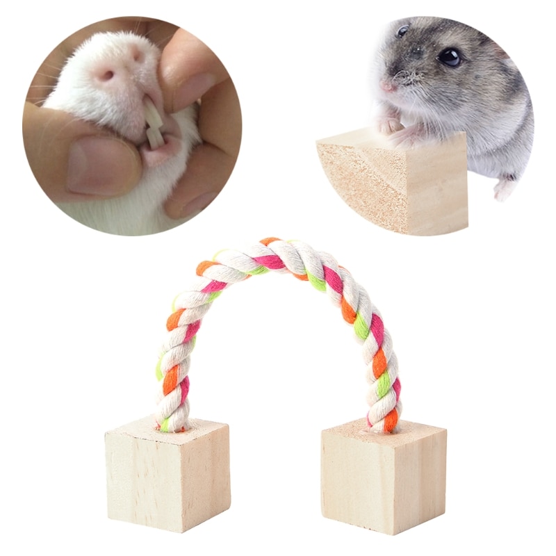 Brinquedo de peças de blocos de madeira para hamster, rato guiné rato ouriço, exercício b95b