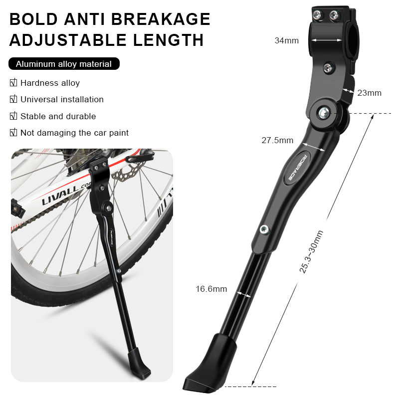 RIDERACE Fahrradständer, verstellbar, Aluminiumlegierung, MTB, Mountainbike, seitlich, hinten, Parkständer, Rennrad, Ständer
