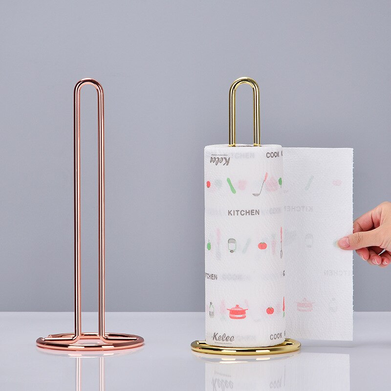 Porte-serviettes en papier doré ou argenté, support sur pied en acier inoxydable, idéal pour la salle de bain ou la cuisine, ou comme décoration de Table