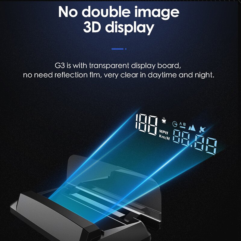 Universal Auto Speedometer KMH/KPM Mirror G3 GPS HUD Head-up display Car Speed Projector Compatiable with All cars,Truck Vehicle