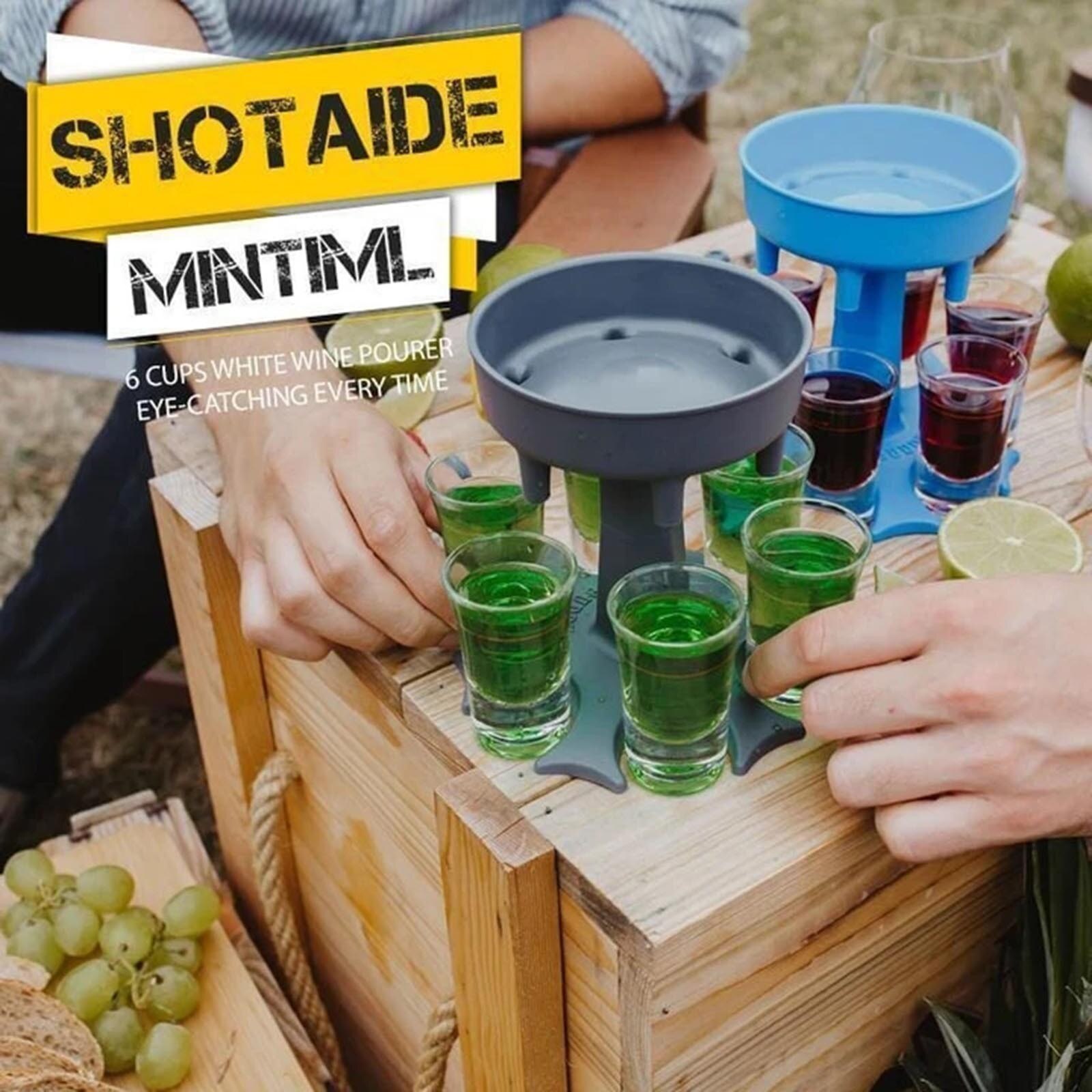 6 shotglas dispenser en houder - dispenser voor het afvullen van vloeistoffen, shots dispenser, drank dispenser en drager voor thuisbartijd