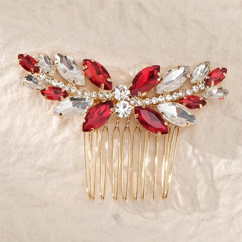Peineta para el pelo de novia con perlas de cristal, tocado con diamantes de imitación, pinza para el pelo para novia, diademas, accesorios, joyería: Azul