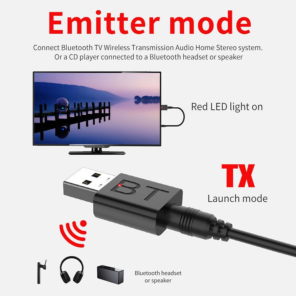 Draadloze Usb Bluetooth 5.0 Ontvanger Zender Dongle Muziek Audio Mini Adapter Bluetooth Audio Zender Ontvanger Voor Tv