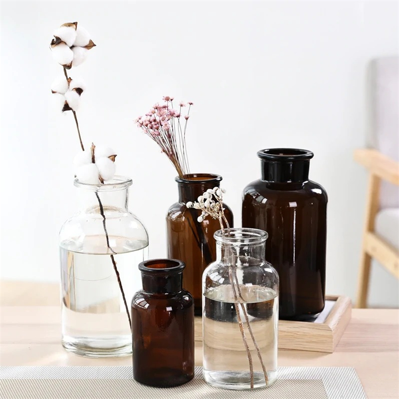 Transparent Flower Vases Glass for Decoration Hydroponic Plant Vase Flower Bottle Living Room Decoration Dried Flower Desktop